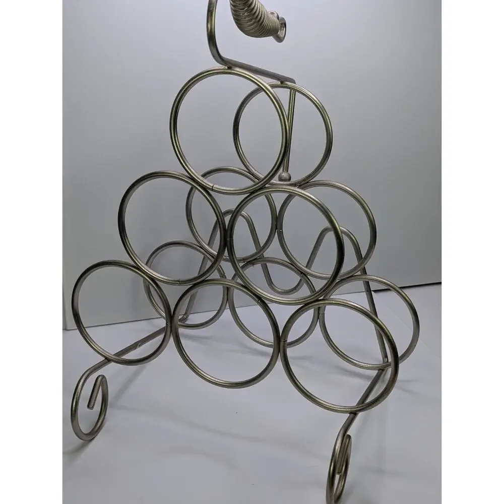 Kamenstein 6 Bottle Metal Wine Rack Countertop Holder Spring Handle Scroll